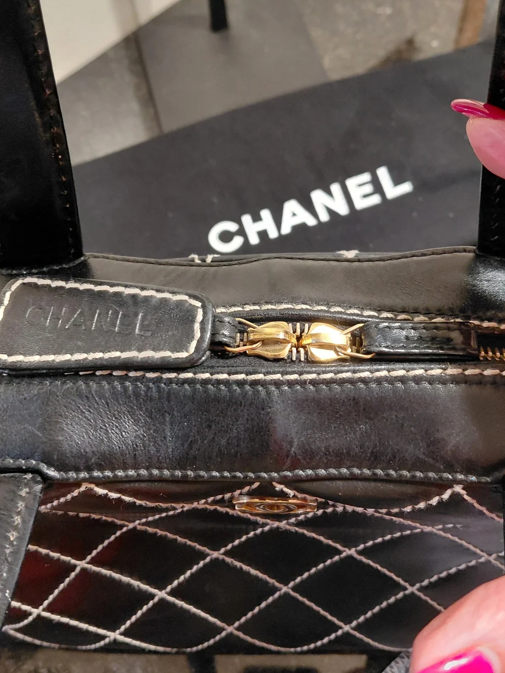 Vintage CHANEL Wild Stitch Bowler Bag Black Quilted Calfskin Leather!